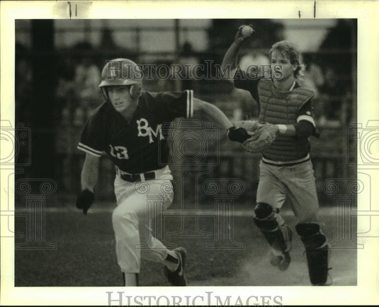 1989 Press Photo Baseball-Chalmette's Joey Alfonso & Bro. Martin-Louis Guirovich - Historic Images