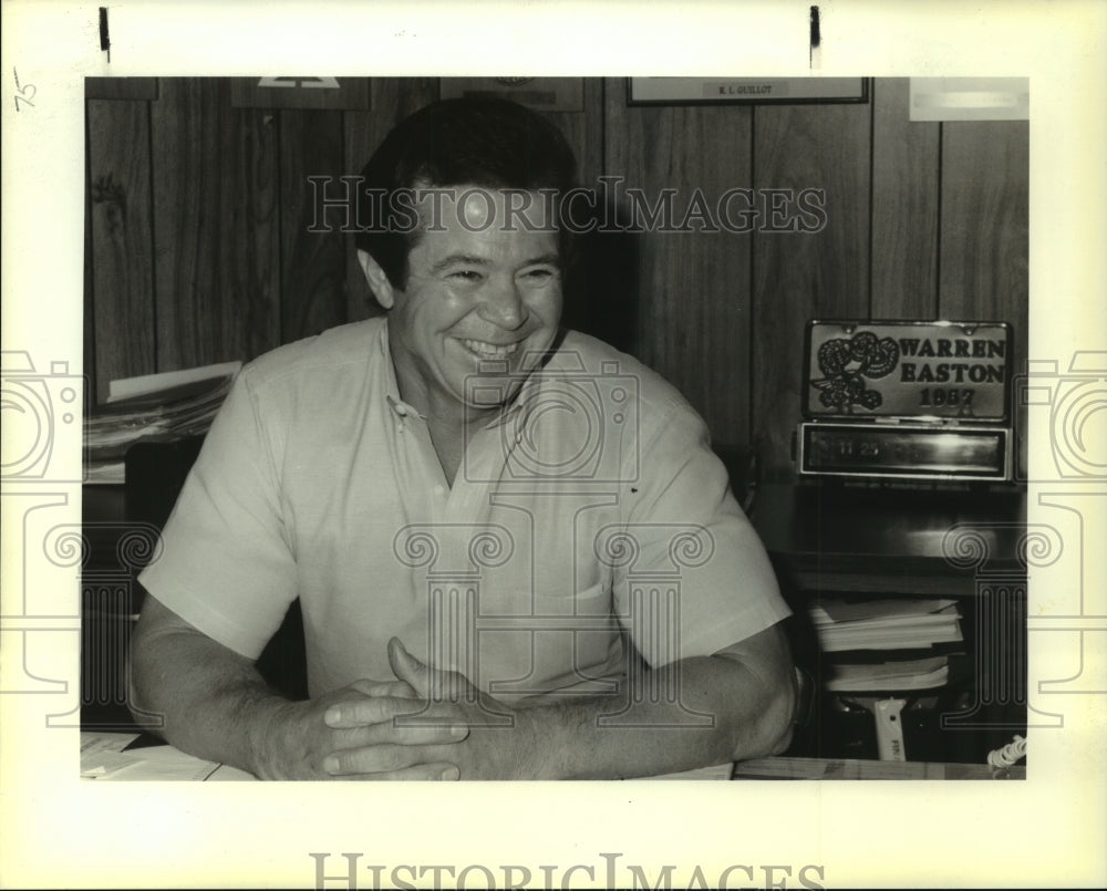 1989 Press Photo Monk Guillot, interviewed in his office - nob23969 - Historic Images