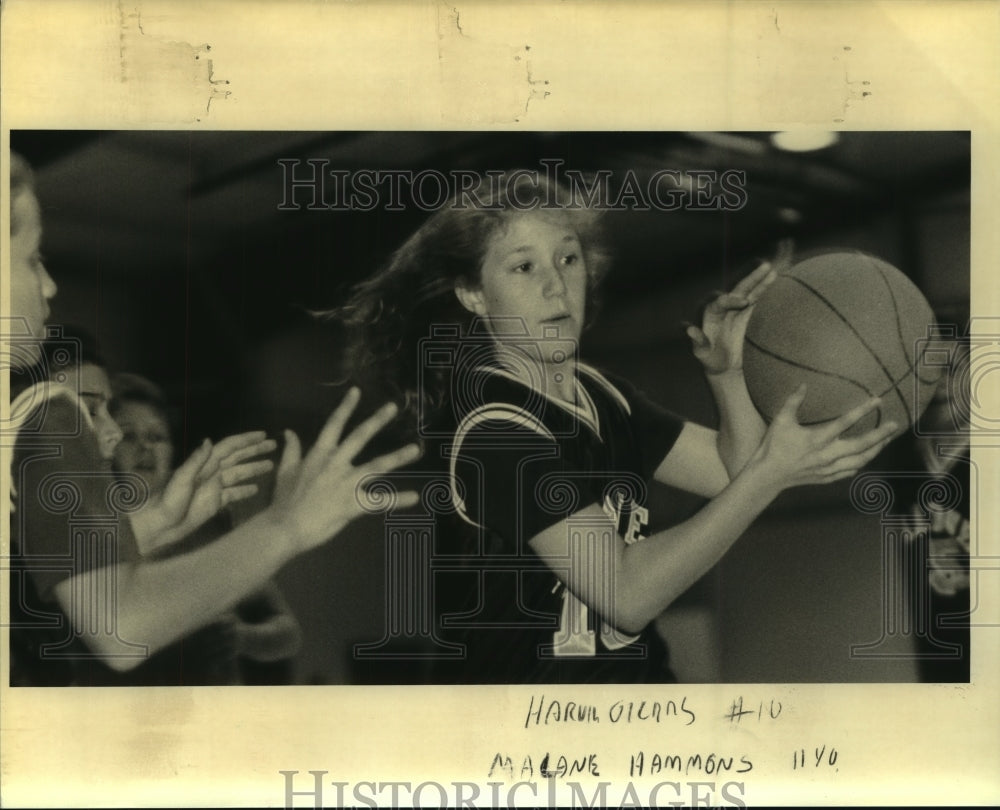 1992 Press Photo Harvey Oilers #10, Malane Hammons- Girls Biddy Basketball - Historic Images