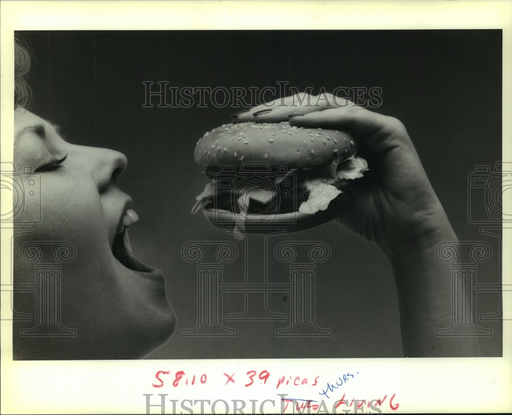 1990 Press Photo Hamburger, a fat greasy food - Historic Images