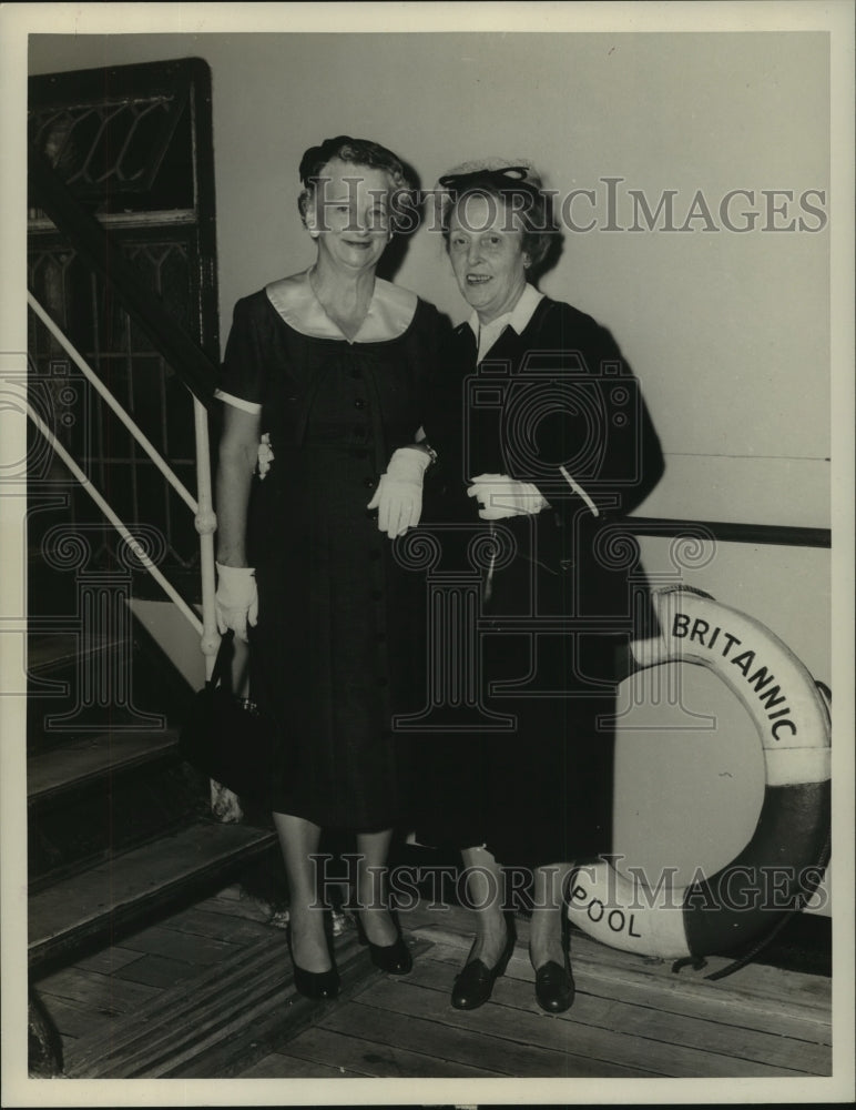 1955 Press Photo Mrs. Gillard tours Britannic ship with a friend - nob24896 - Historic Images