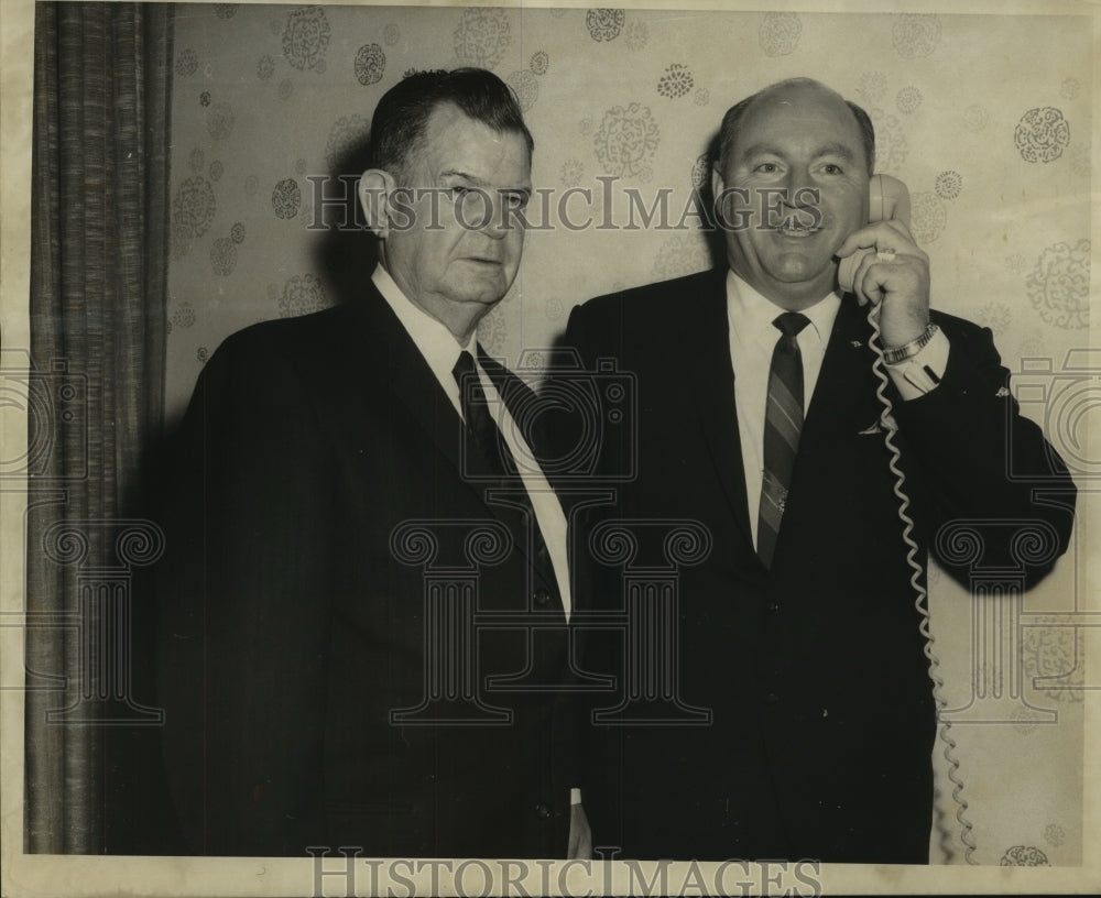 1969 Press Photo John F. Griner and Owen W. Jordon at phone - nob25198 - Historic Images