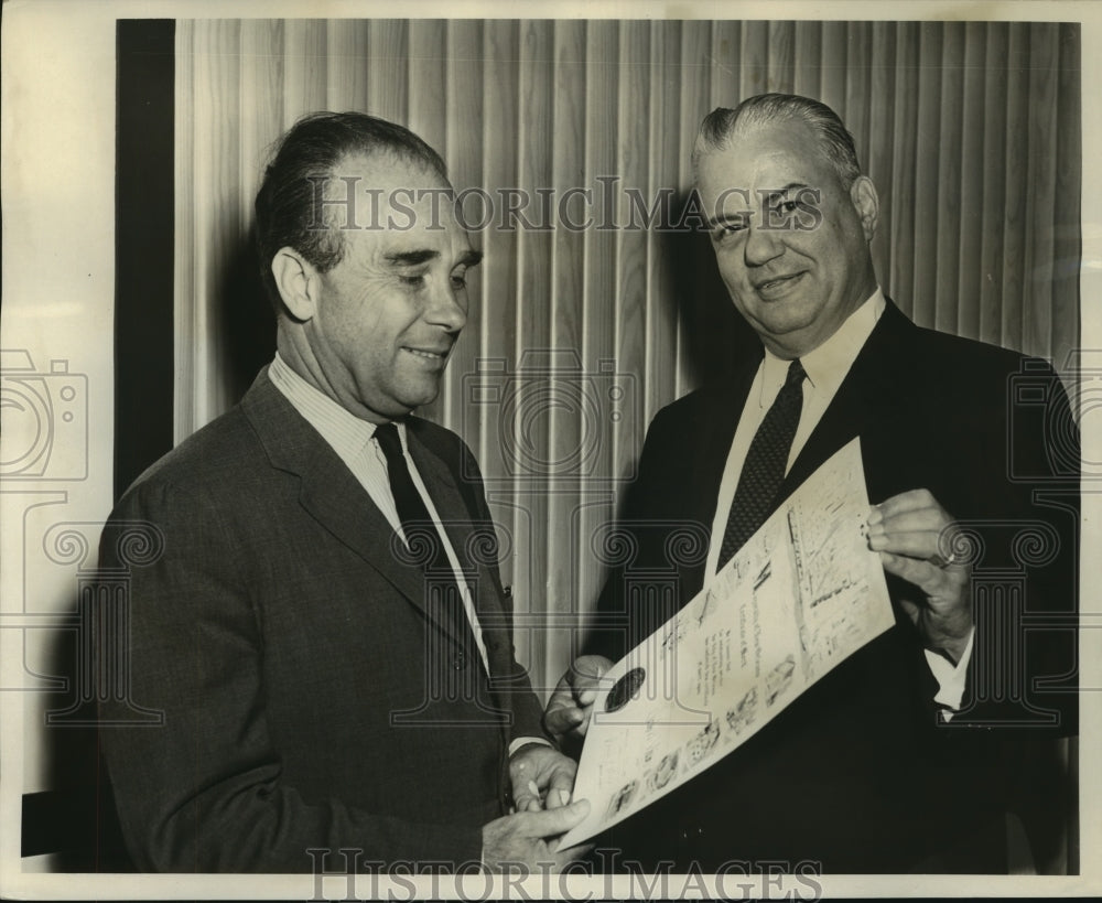 1964 Press Photo Guy Girod and Lloyd Cobb during luncheon at Roosevelt Hotel - Historic Images