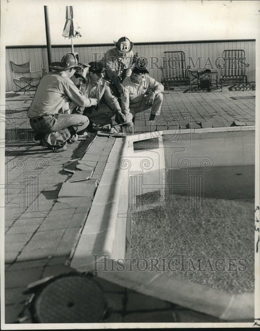 1966 Press Photo Firemen Check Roof Damage - nob26055 - Historic Images