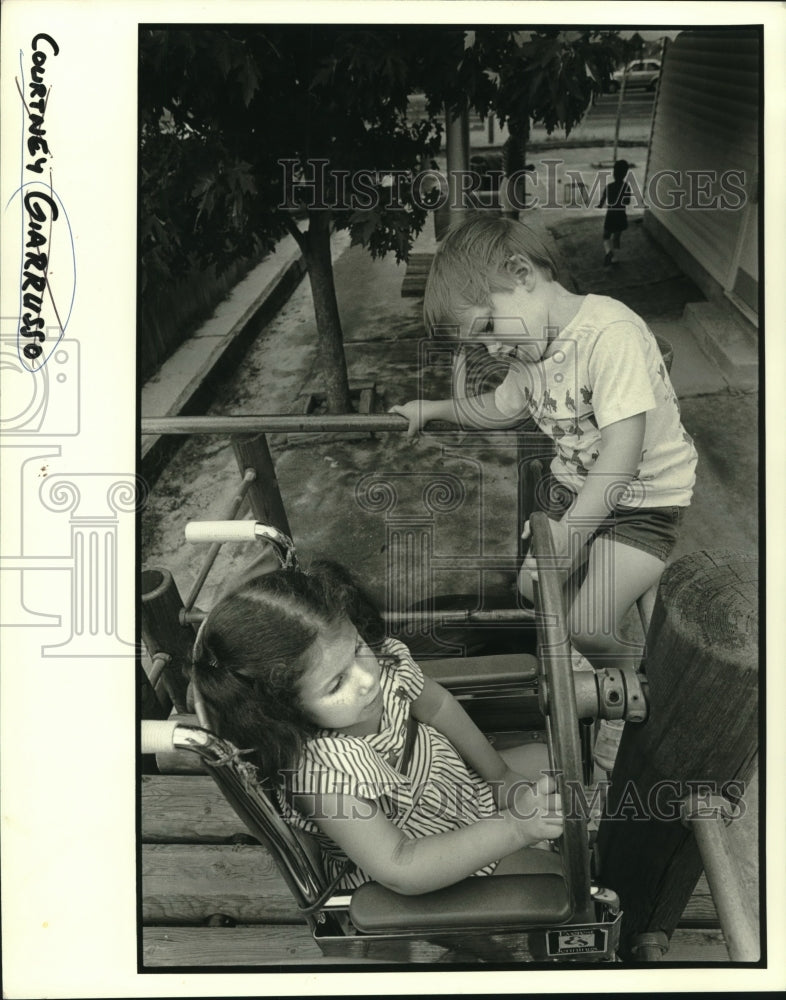 1986 Press Photo Courtney Giarrusso at Children&#39;s Place Day Care Center - Historic Images