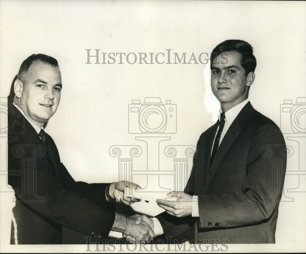 1967 Press Photo Richard Gouner, Archbishop Chapelle High student receives award - Historic Images