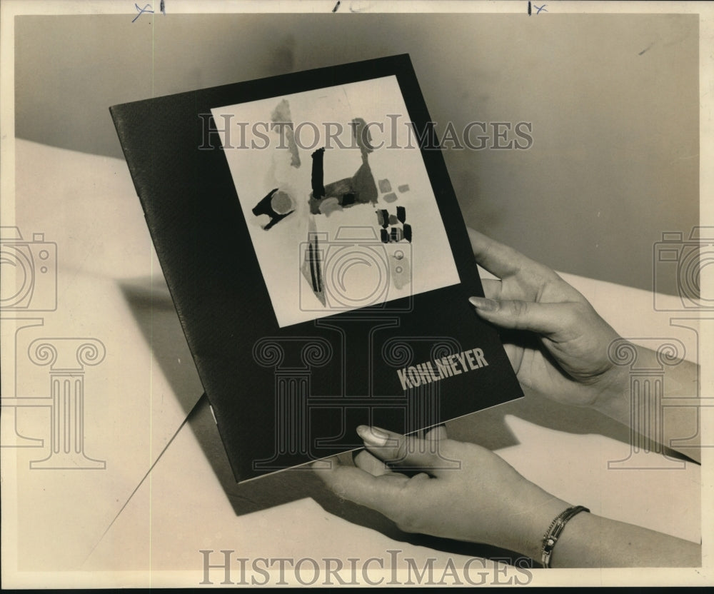 1965 Press Photo Monograph on Ida Kohlmeyer on display at The Glade Gallery - Historic Images