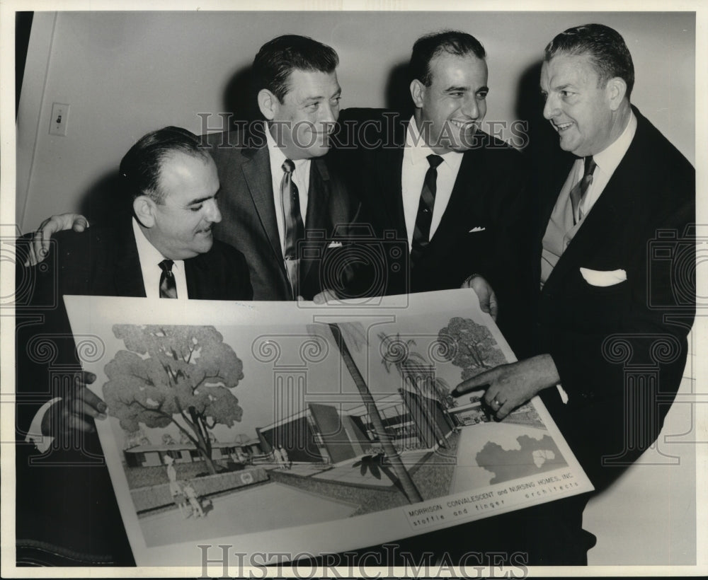 1966 Nursing home facility officers discuss construction plans - Historic Images