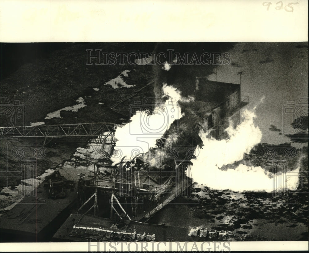 1981 Press Photo Gas well near mouth of Mississippi River burns - nob27165 - Historic Images