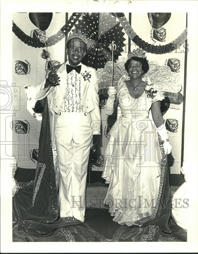 1986 Press Photo King and Queen of the Lundi Gras Carnival Ball in New Orleans - Historic Images