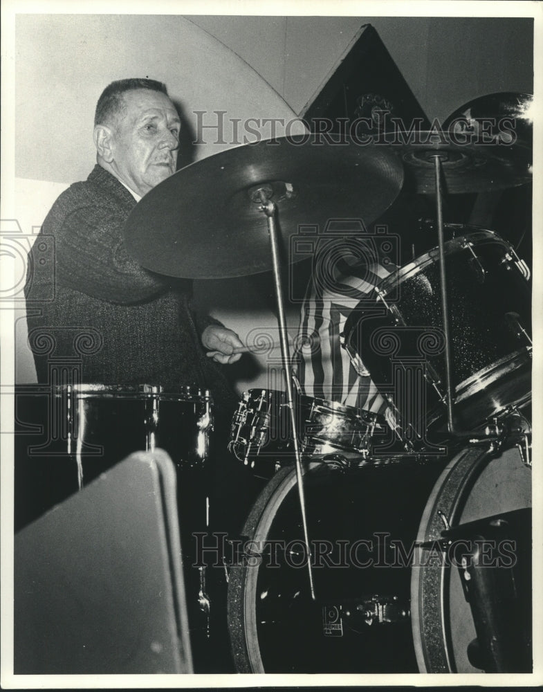 1968 Press Photo Arthur &quot;Mark&quot; Hazel playing the drums - nob27840 - Historic Images