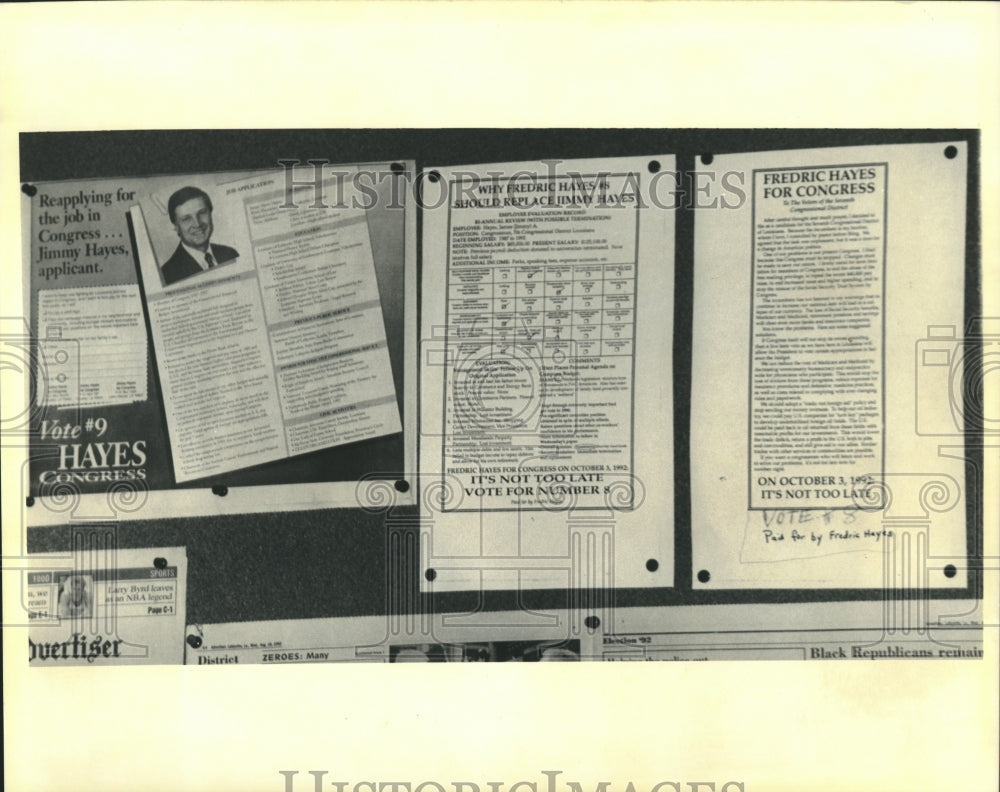 1992 Press Photo War Board, Fred Hayes Office - Historic Images