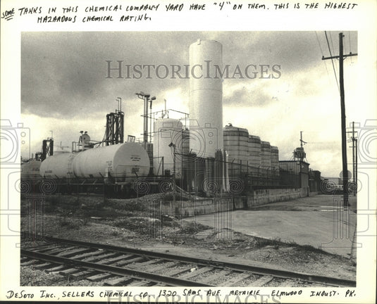 1983 Press Photo Hazardous materials at DeSoto Inc. Sellers Chemical Co. - Historic Images