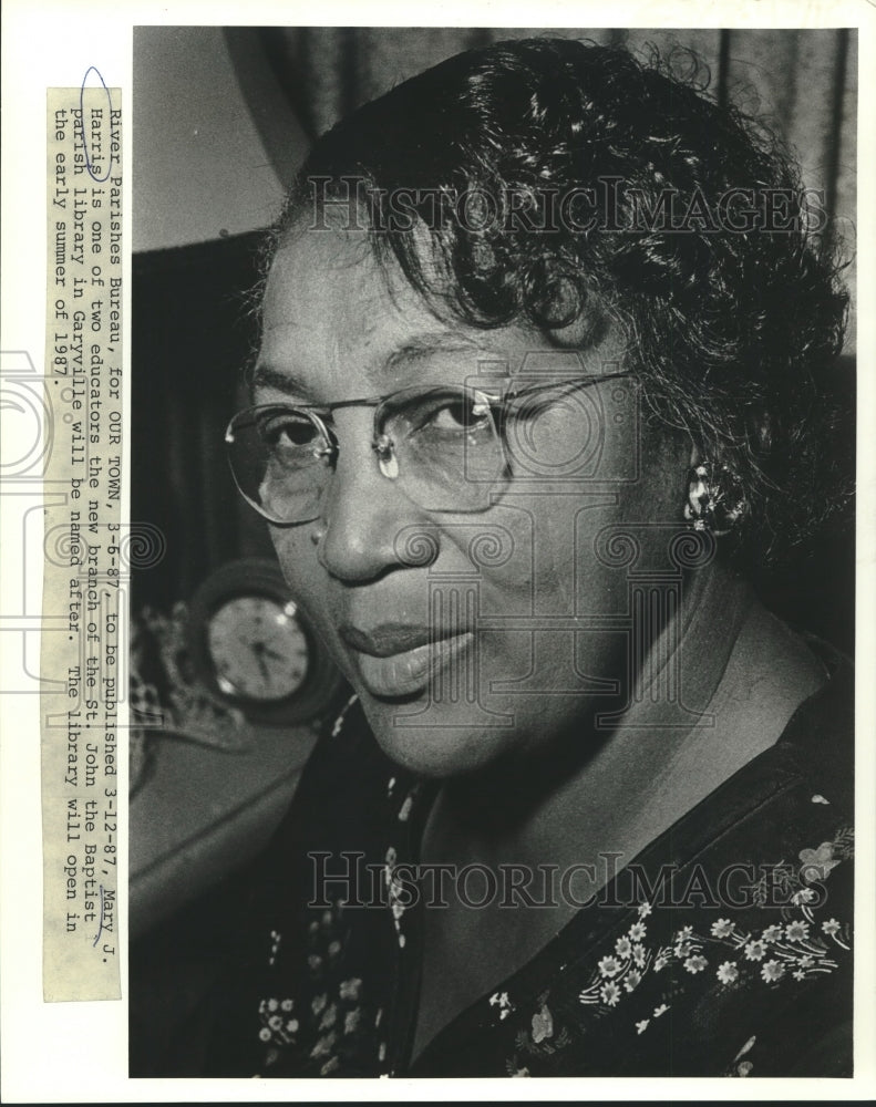 1987 Press Photo Mary J. Harris, Garyville Educator - Historic Images