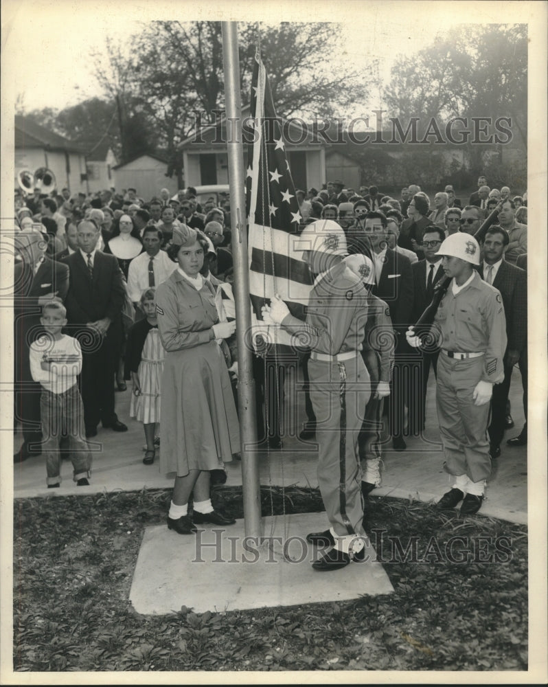 1961 Press Photo Flag Raising ceremony in Harahan, Louisiana - nob29229 - Historic Images