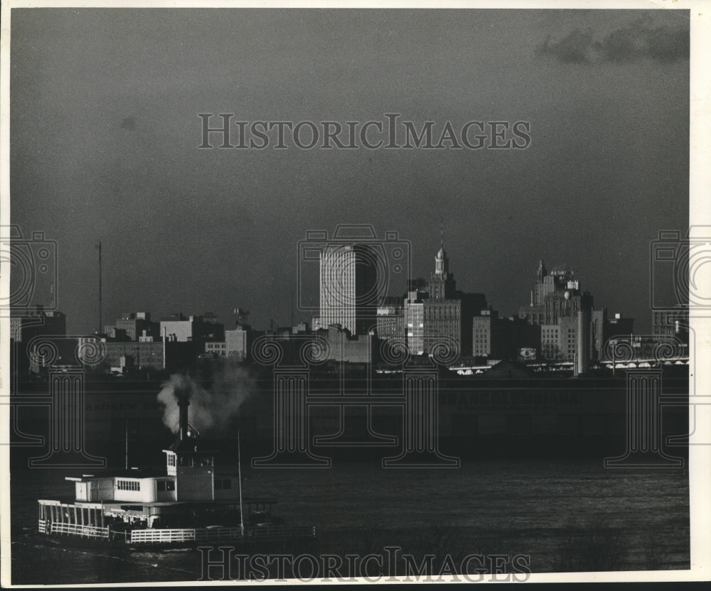 1959 New Orleans at sunset from Gretna Courthouse-Historic Images