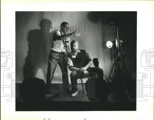 1992 'Wall of Light' demonstrator Guy Grube shows light application - Historic Images