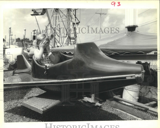 1989 Lacie Mouney on Airplane Ride at Harahan Railroad Fair - Historic Images