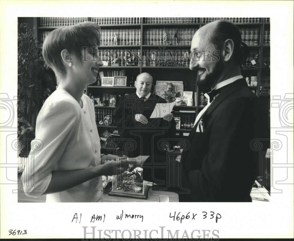 1991 Judge Dom Grieshaber during wedding ceremony in City Court - Historic Images