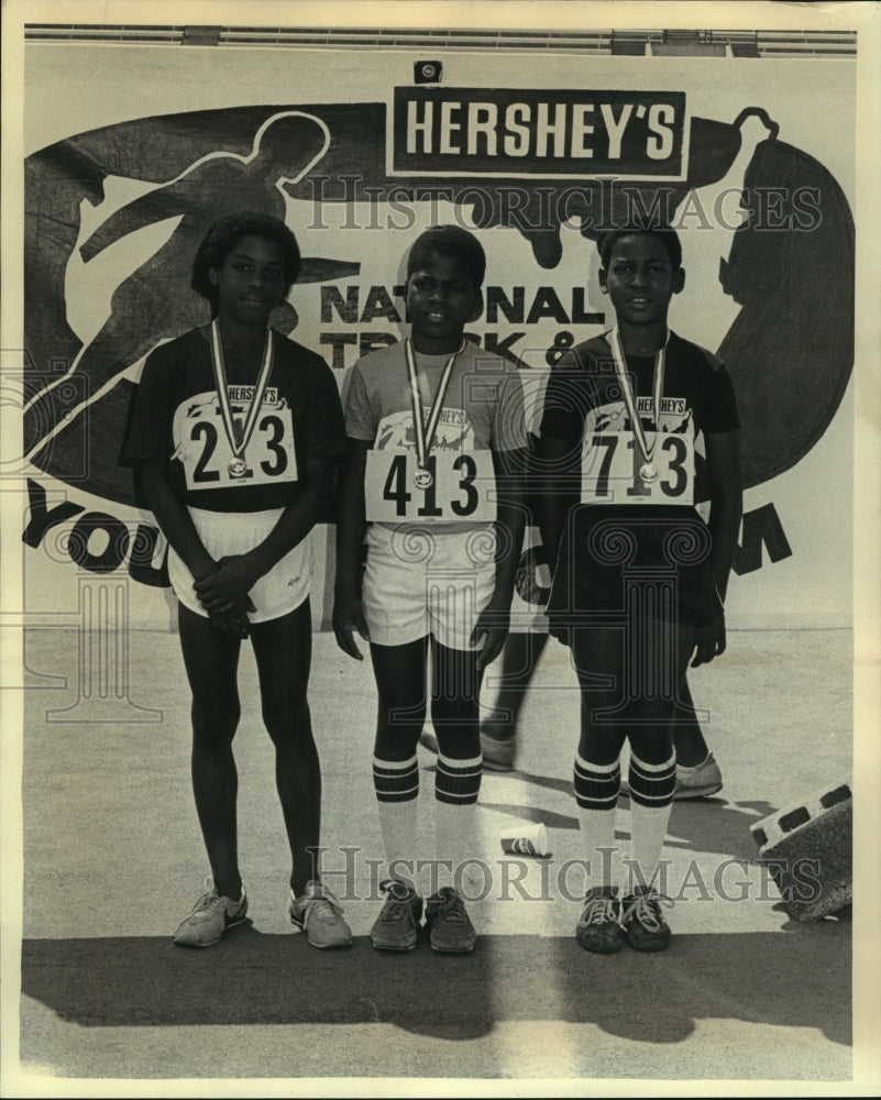 1982 Press Photo 50 meter dash- Hershey&#39;s National Track and Field Youth Program - Historic Images