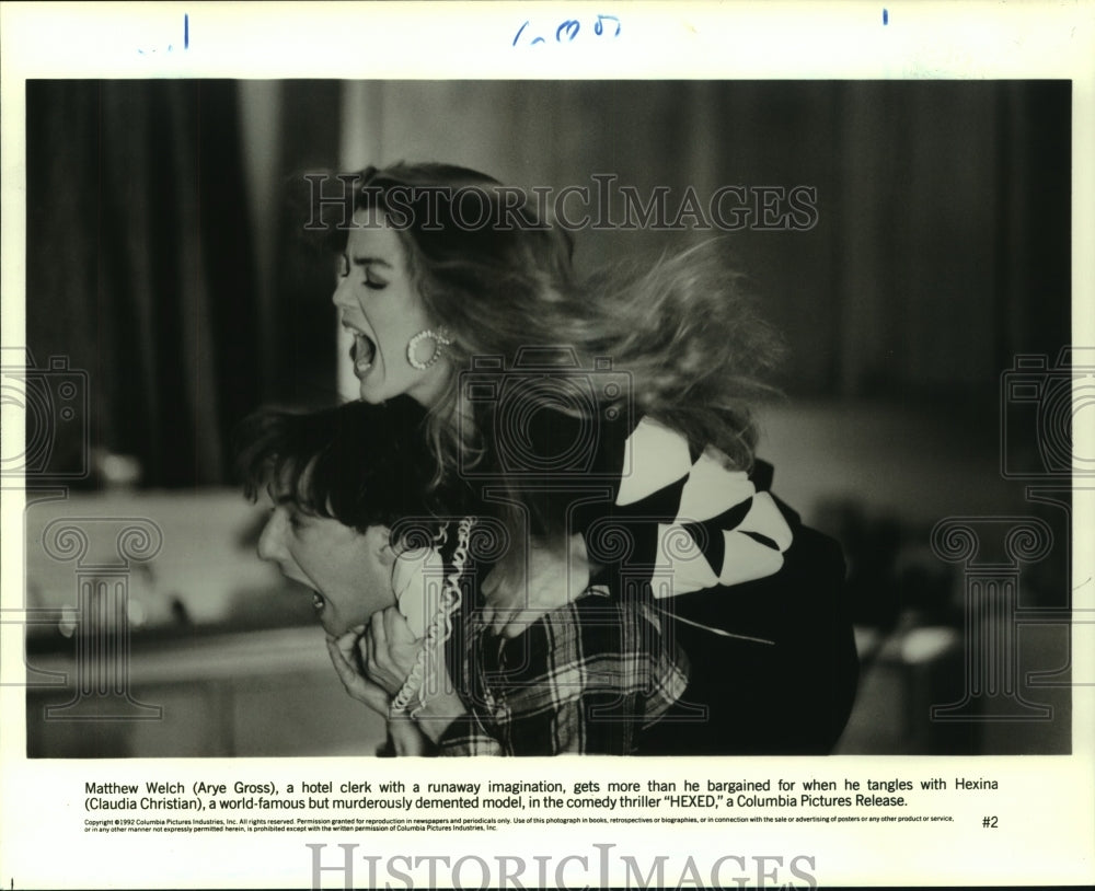 1992 Arye Gross and Claudia Christian in a Columbia film "Hexed."-Historic Images