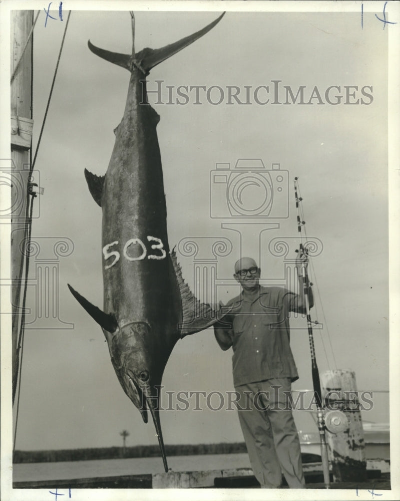 1967 Clyde Hawk-New Orleans Big Game Fishing Club with 503 lb Marlin - Historic Images