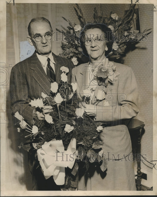 1955 Press Photo Mr. & Mrs. R. E. Hardouin celebrated their golden anniversary. - Historic Images