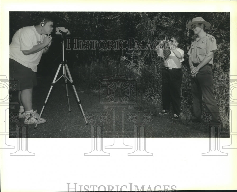 1990 Fisher Middle High School interviews Park ranger Eric Haugland - Historic Images