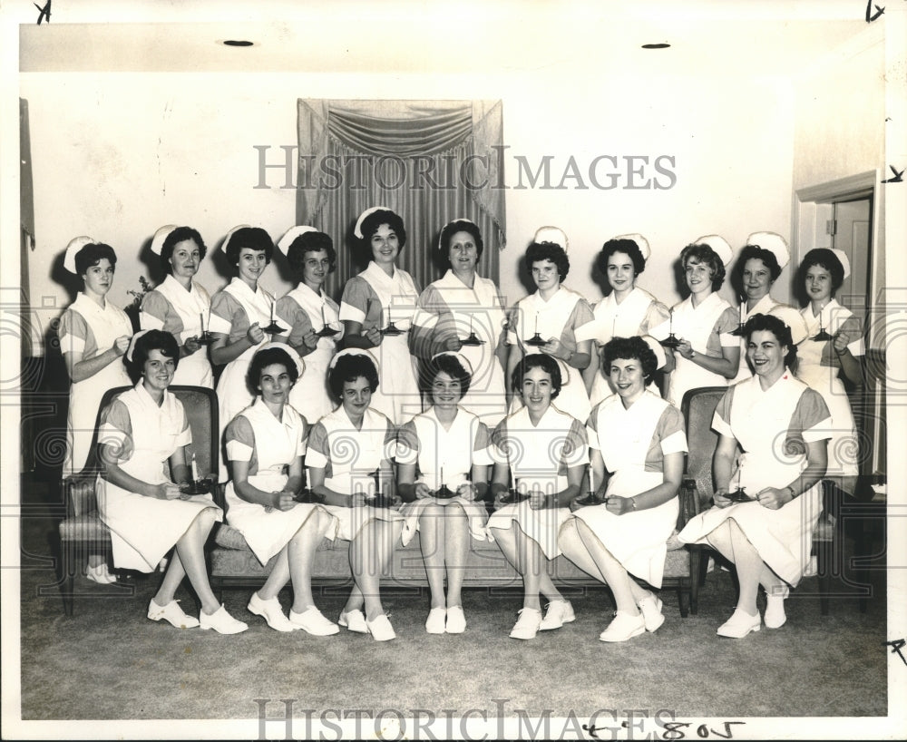 1962 Press Photo Students at capping rites at Methodist Hospital at Hattiesburg. - Historic Images