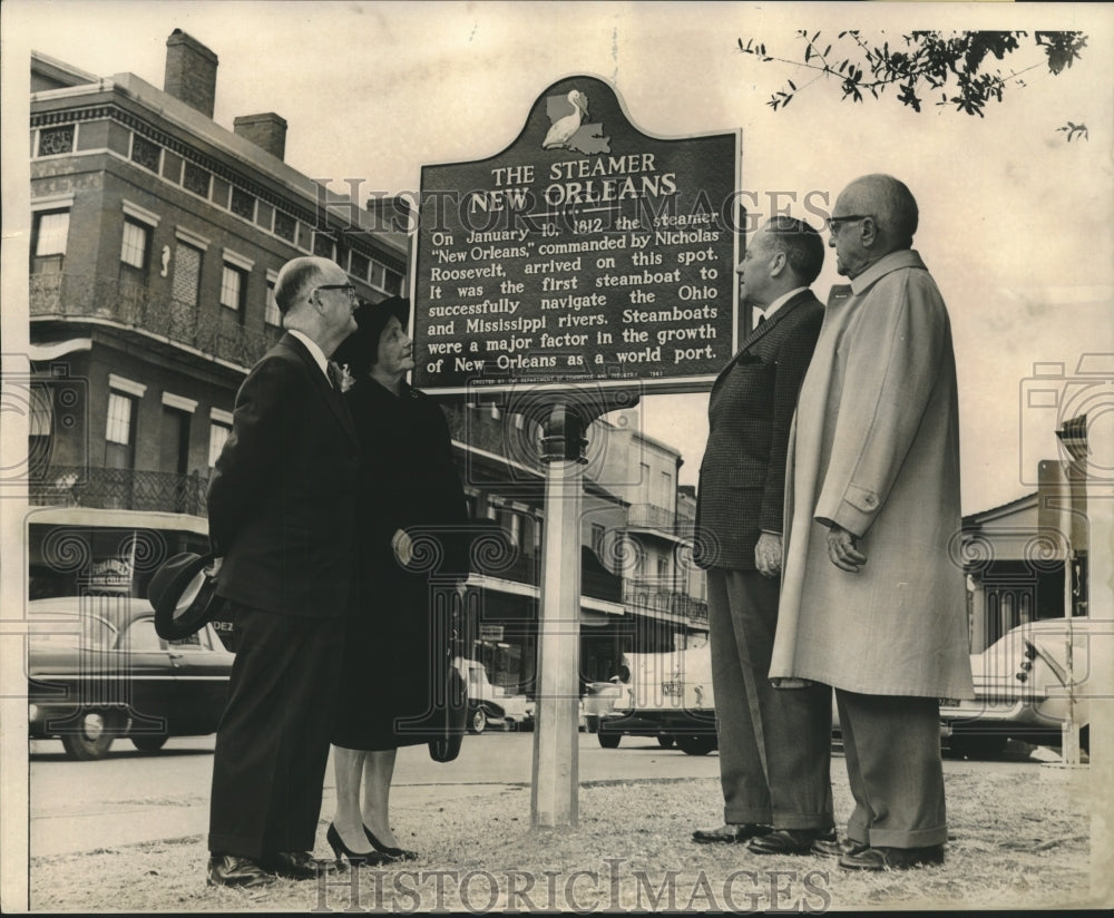 1962 Leonard V. Huber Sr. et al during Steamboat marker dedication - Historic Images