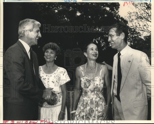 1991 Press Photo Paul and Sandi Hardy, Anne & Didier Destremau on Bastille Day. - Historic Images
