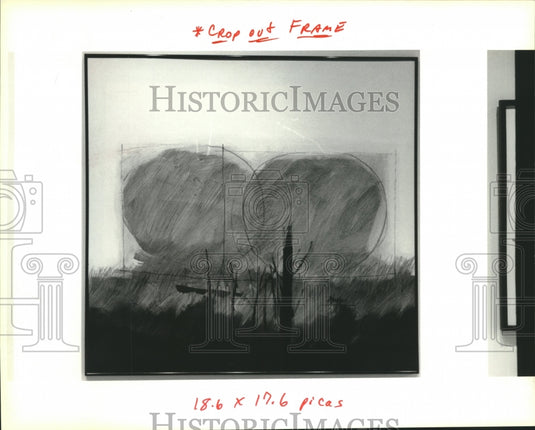 1991 Press Photo "Swamp Fire" by Robert Helmer shown at Slidell Cultural Center - Historic Images