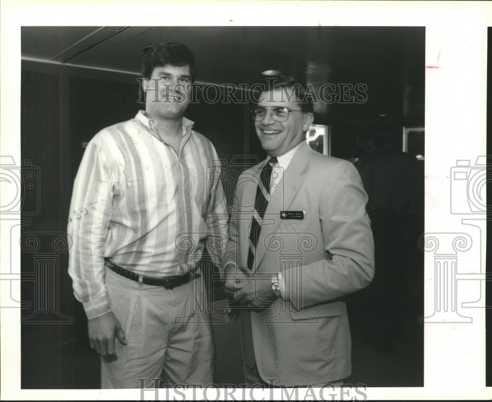 1991 Press Photo Saints Booster Event- Joel Hilgenberg, Charles Heim - Historic Images