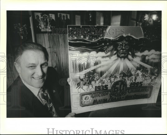 1995 Press Photo John Heindel, Celebrating 60th anniversary of Krewe Choctaw - Historic Images