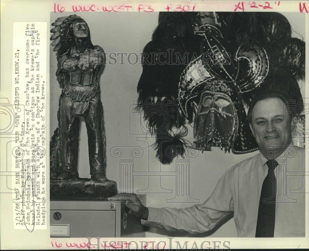 1988 Press Photo John Heindel, captain of the Krewe of Choctaw - nob34309 - Historic Images