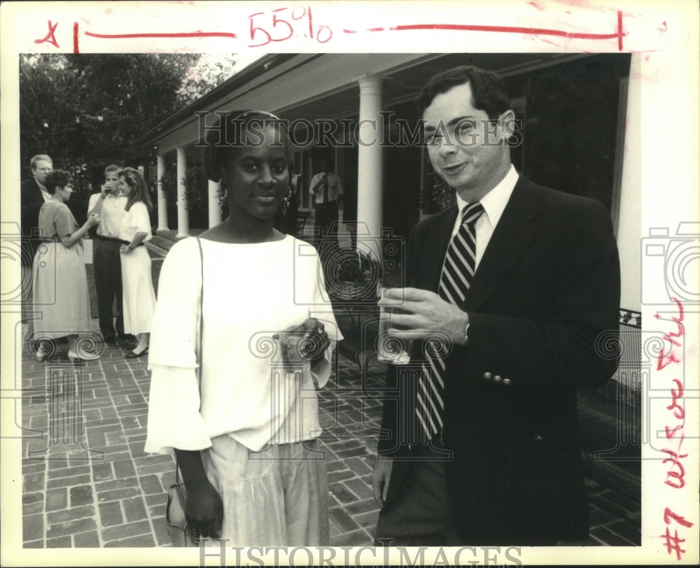 1991 Press Photo Nicole Deggins &amp; Quin Hillyer at the Georgetown Cocktail Party - Historic Images