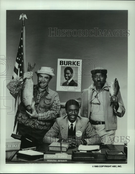 1986 Press Photo Stanley Brock, Kevin Hooks and Al Fann in "He's the Mayor." - Historic Images