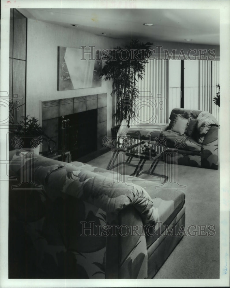 1986 Housing -  Modular seating group to complement room&#39;s angles - Historic Images