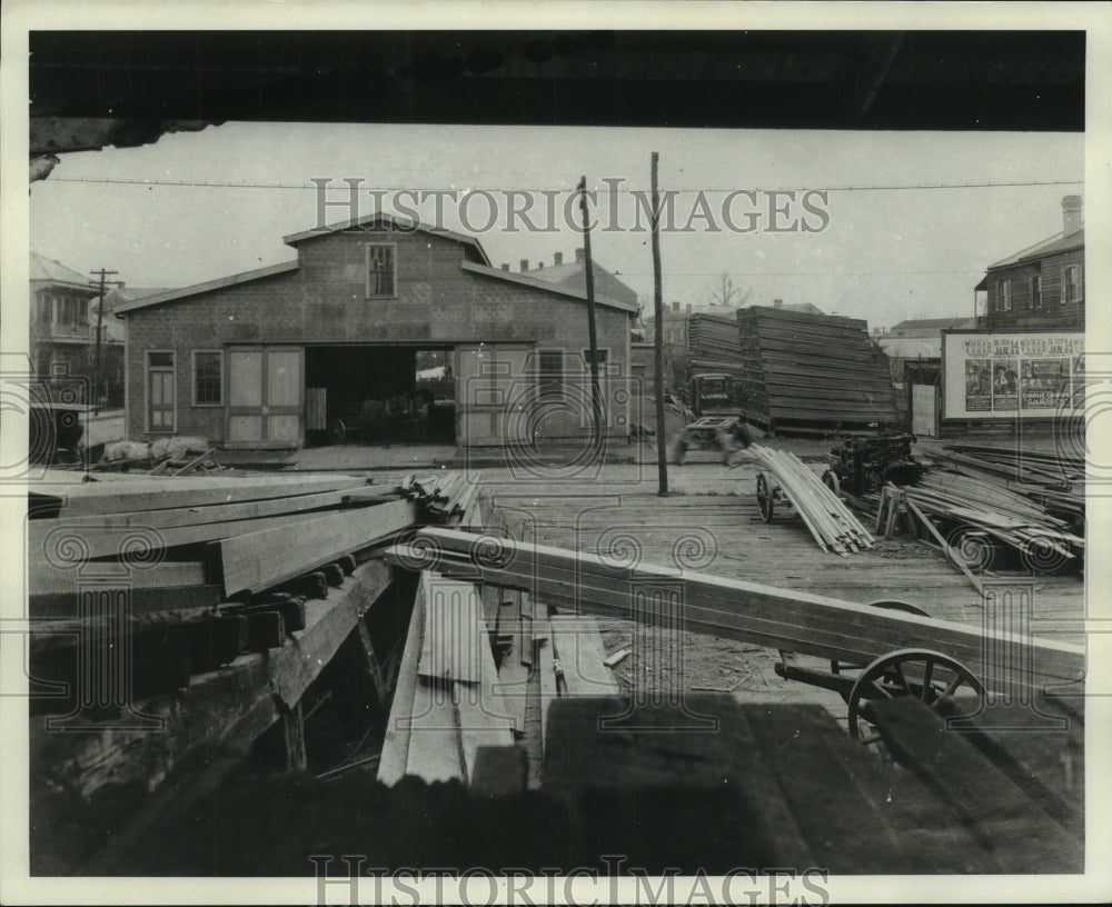 1921 Press Photo 1921 photo of Ward Lumberyard - nob35054 - Historic Images