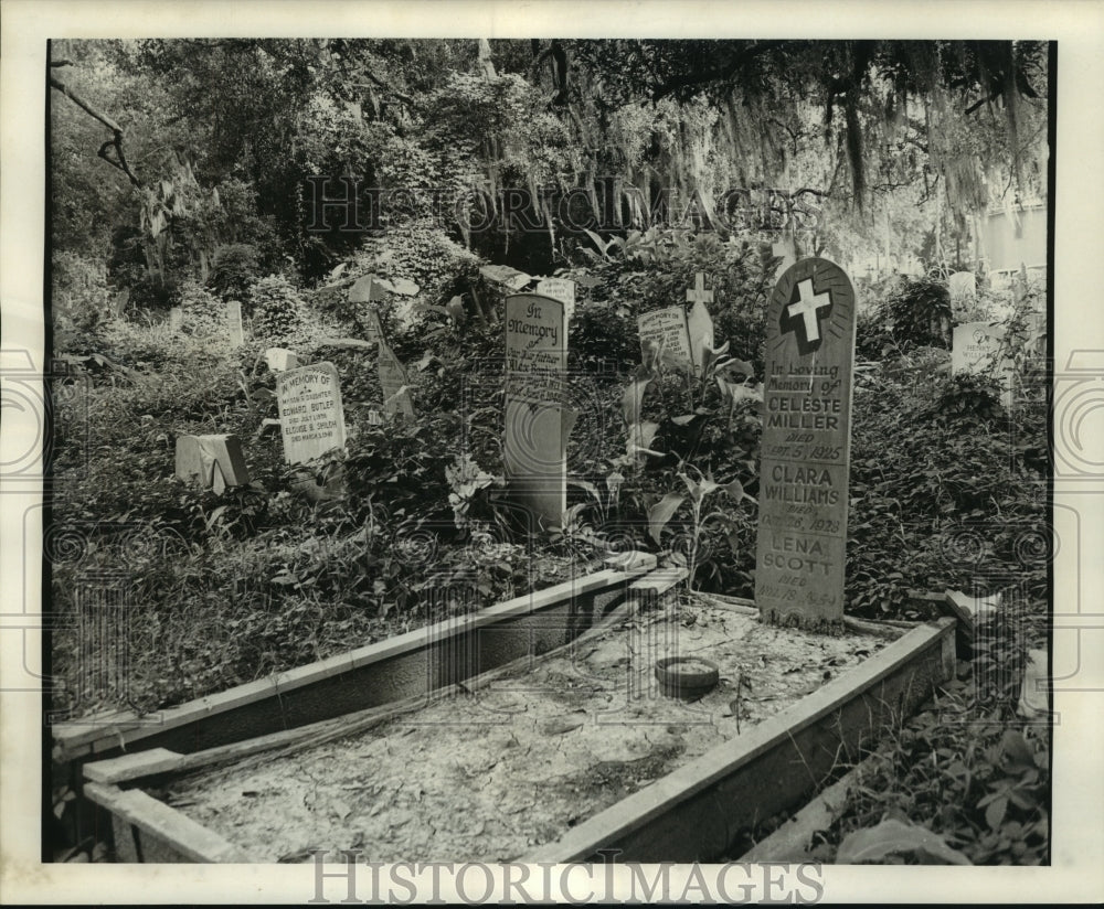 1967 Press Photo Graves &amp; Markers at Holt Cemetery, a city-owned burial ground - Historic Images