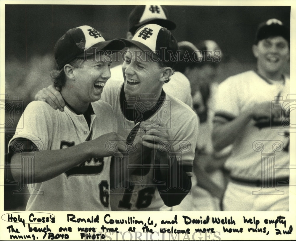 1987 Press Photo Baseball - Holy Cross players Ronald Couvillin and David Welch - Historic Images