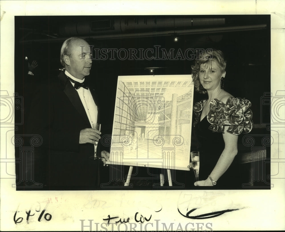 1989 Press Photo John and Barbara Hewitt at the Aquarium Preview Party. - Historic Images