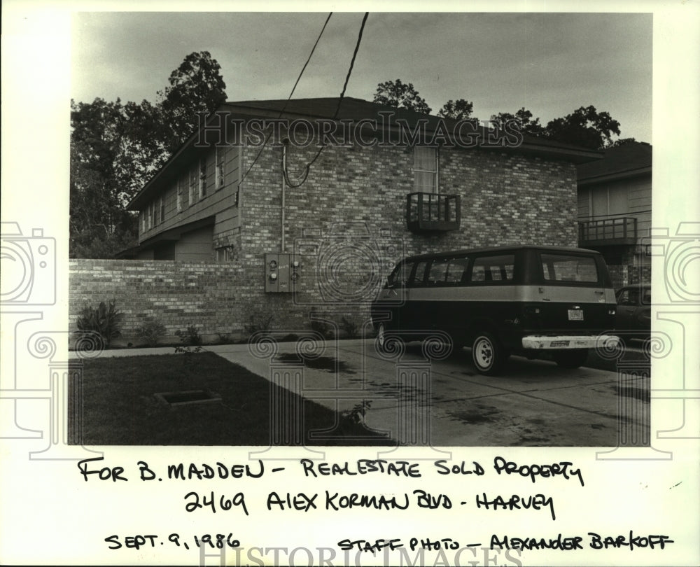 1986 Press Photo Housing - Real estate property on Alex Korman Blvd., Harvey - Historic Images