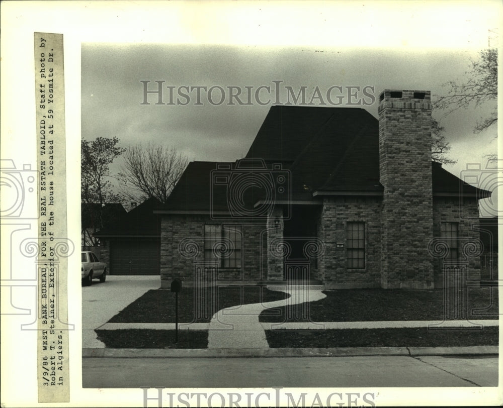 1986 Press Photo Exterior of the house located at 59 Yosemite Dr. in Algiers - Historic Images