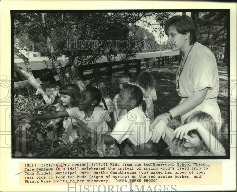 1991 Press Photo Kids from Honeycomb school Child Care Centers in Slidell - Historic Images