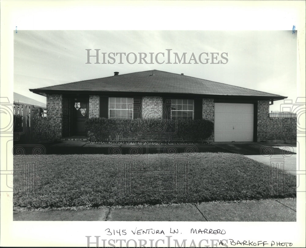 1990 Press Photo Home at 3145 Ventura Lane in Marrero with one car garage. - Historic Images