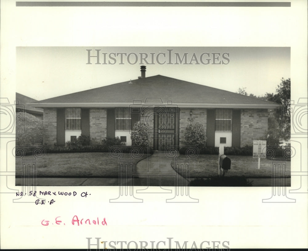 1990 Press Photo Home for sale at #58 Marywood Court, New Orleans, Louisiana. - Historic Images