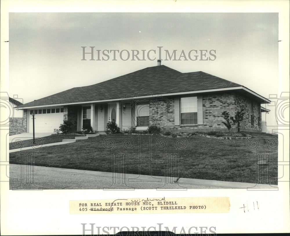 1991 Press Photo A brick home located at 405 Windward Passage in Slidell - Historic Images