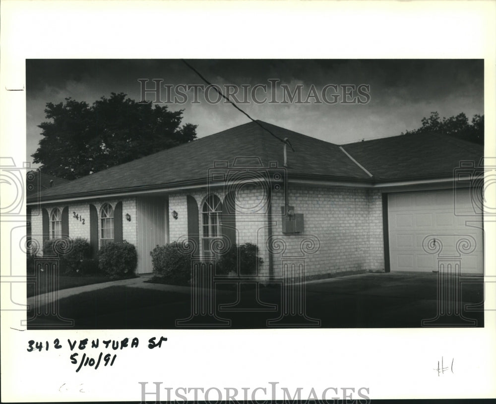 1991 Press Photo A large white-painted brick home at 3412 Ventura Street - Historic Images