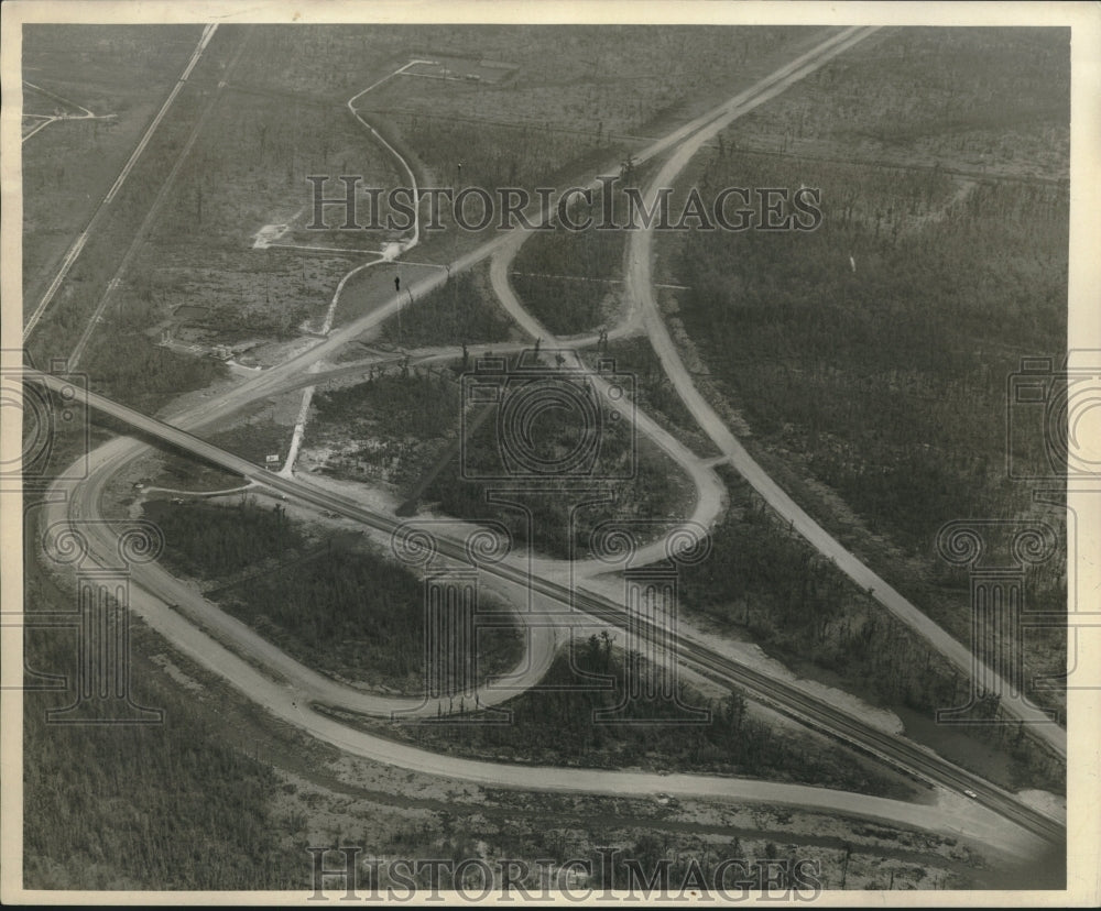 1960 Aerial view of the Westbank highway clover circle near I-90 - Historic Images